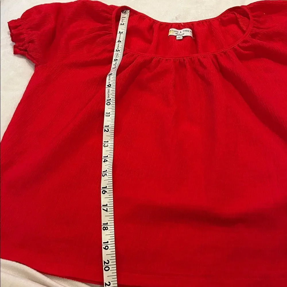 Madewell Bright Red Puff Sleeve Blouse XS